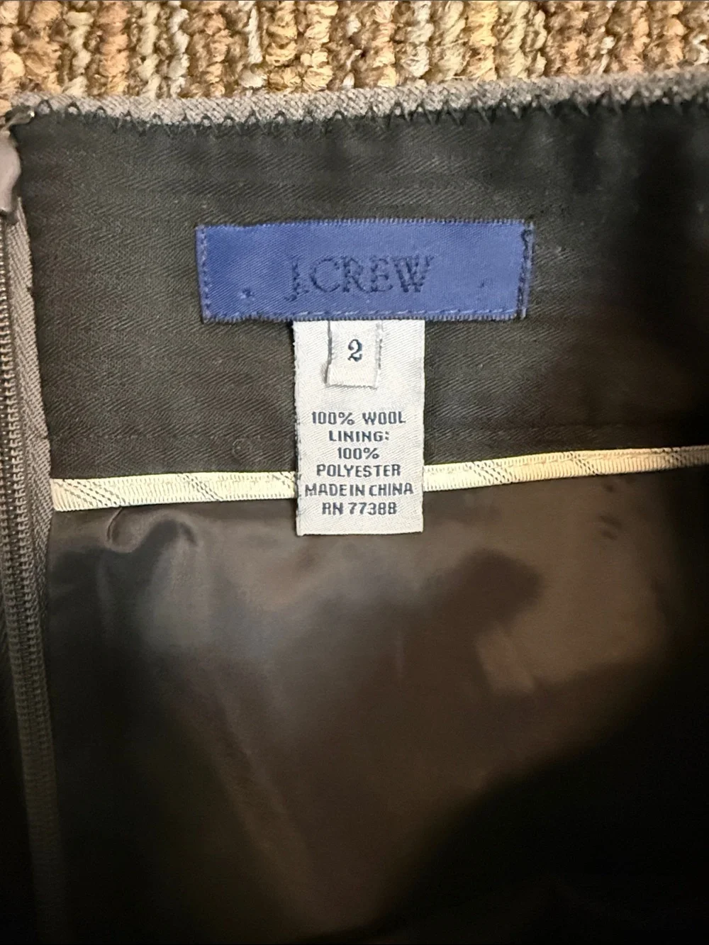 J. Crew 100% Wool Super 120s Grey Pencil Skirt